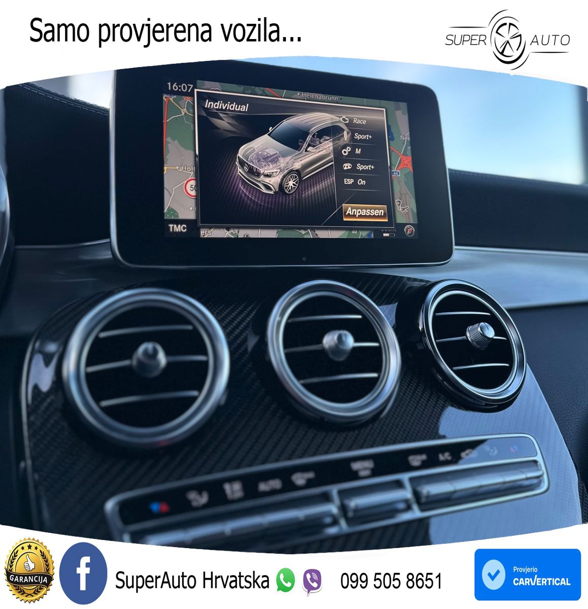 Mercedes AMG GLC 63 S V8 (510 KS) 4MATIC+ MCT ZRAČNI+ACC+GR SJED+KAM+PANO