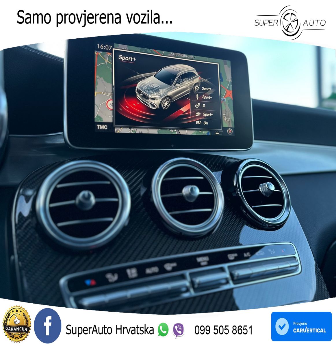Mercedes AMG GLC 63 S V8 (510 KS) 4MATIC+ MCT ZRAČNI+ACC+GR SJED+KAM+PANO