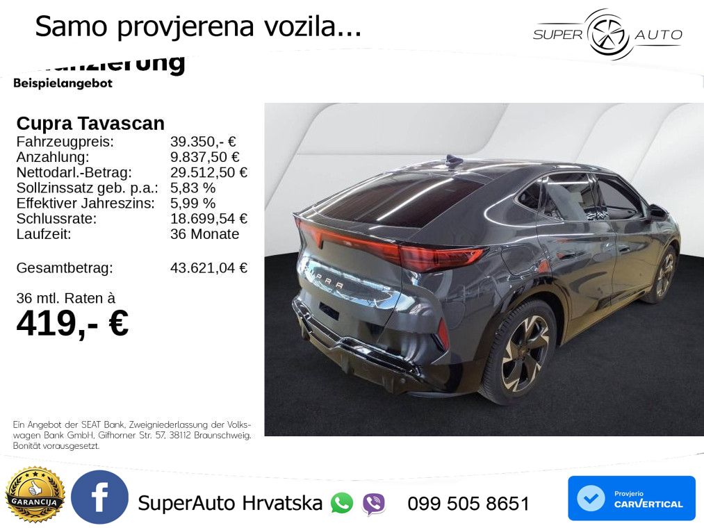 Cupra Tavascan 82 kWh (286 KS) LED+GR SJED+ACC