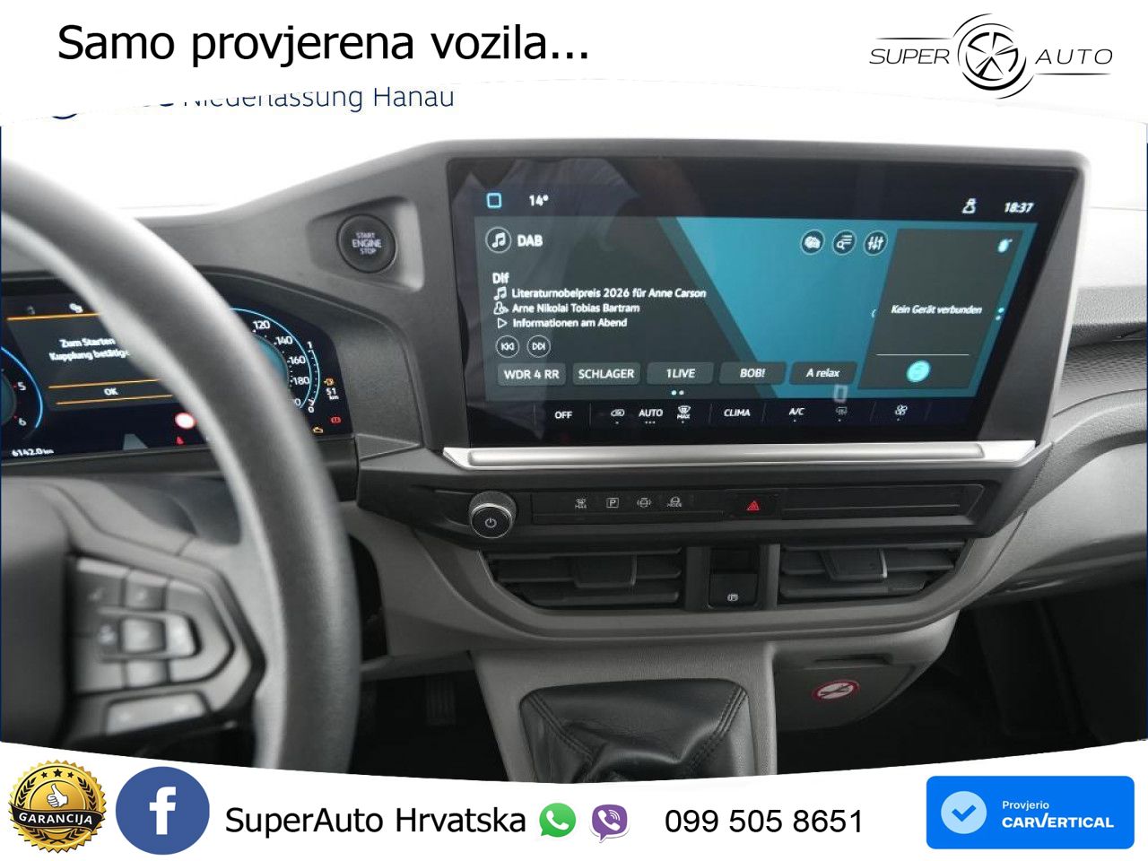 Volkswagen Transporter Kasten kurz Klima Kamera Vorb. AHK 150 KS