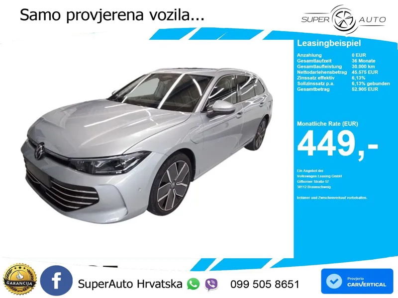 Volkswagen Passat Variant 1.5 TSI (204 KS) eHybrid DSG LED+GR SJED+ACC