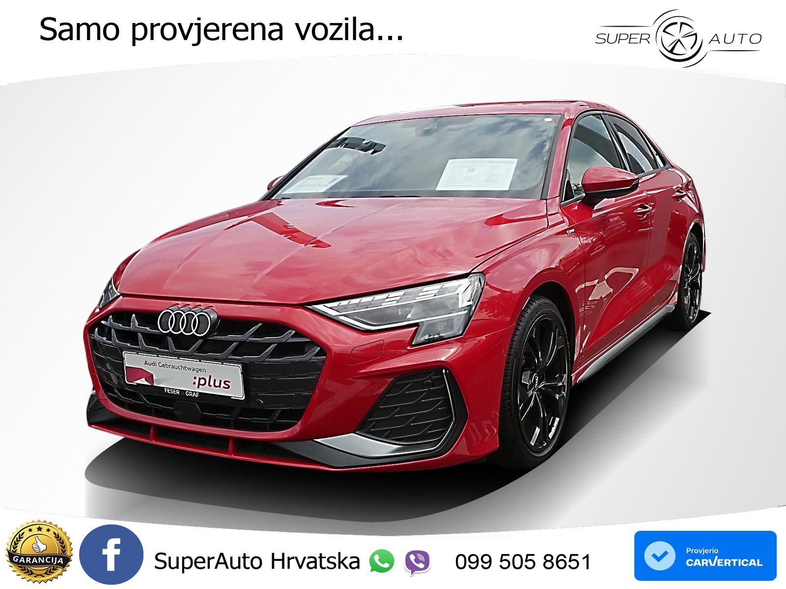 Audi A3 Limuzina 35 TFSI (150 KS) S tronic 2x S line LED+GR SJED+ACC