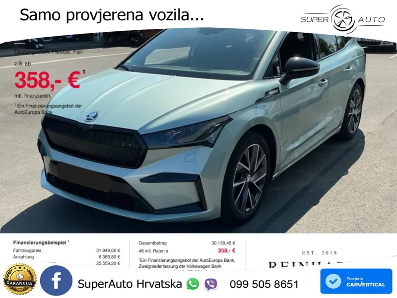 Škoda Enyaq iV 80 82 kWh (204 KS) SportLine LED+GR SJED+ACC