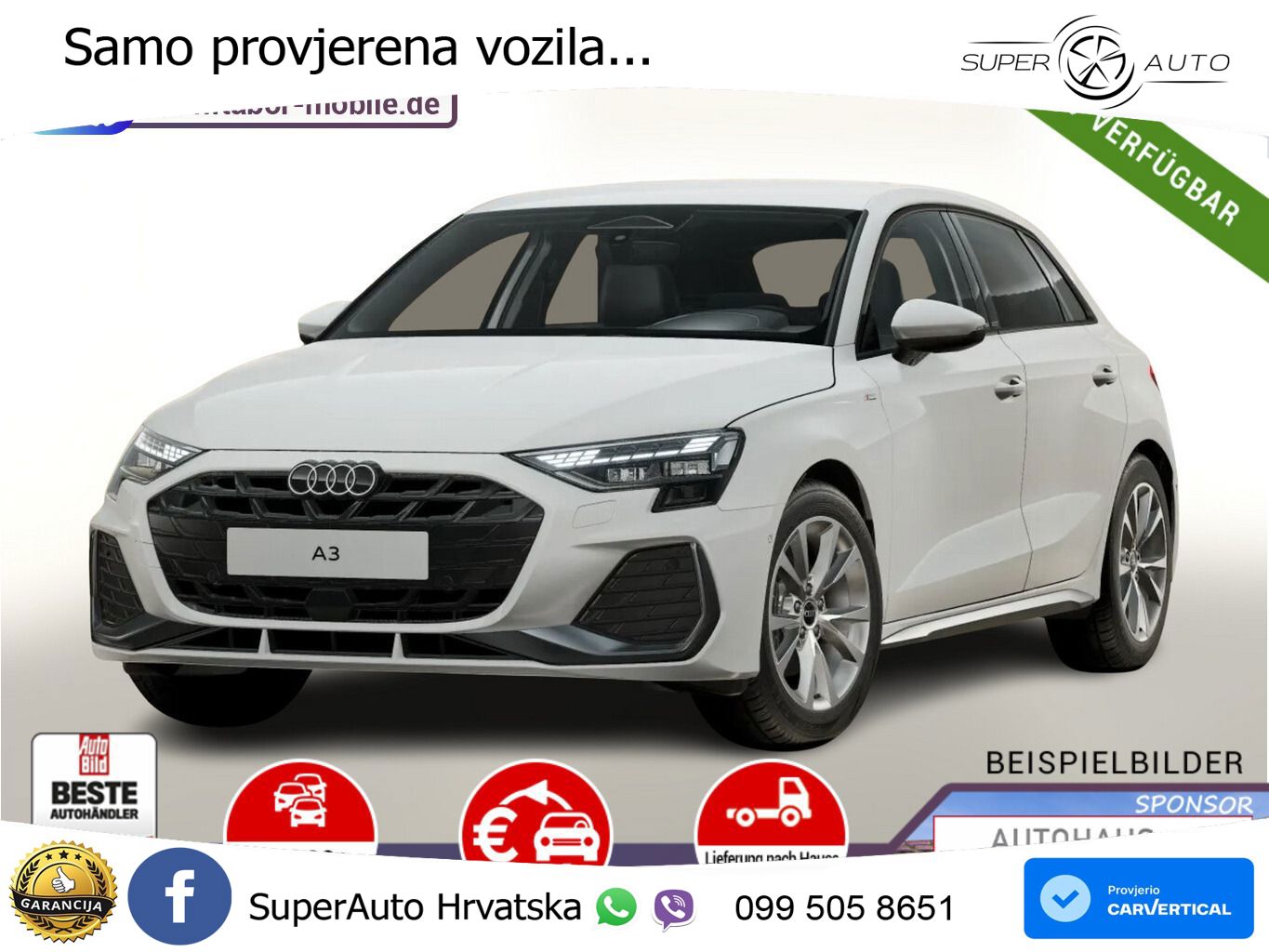 Audi A3 Sportback 40 TFSI (204 KS) quattro S tronic S line LED+GR SJED+ACC