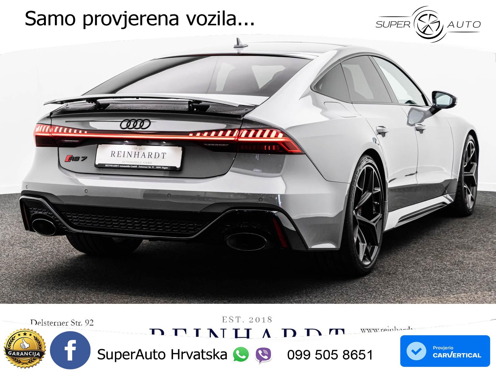 Audi RS7 4.0 TFSI V8 performance (630 KS) quattro tiptronic LED+GR SJED+ACC