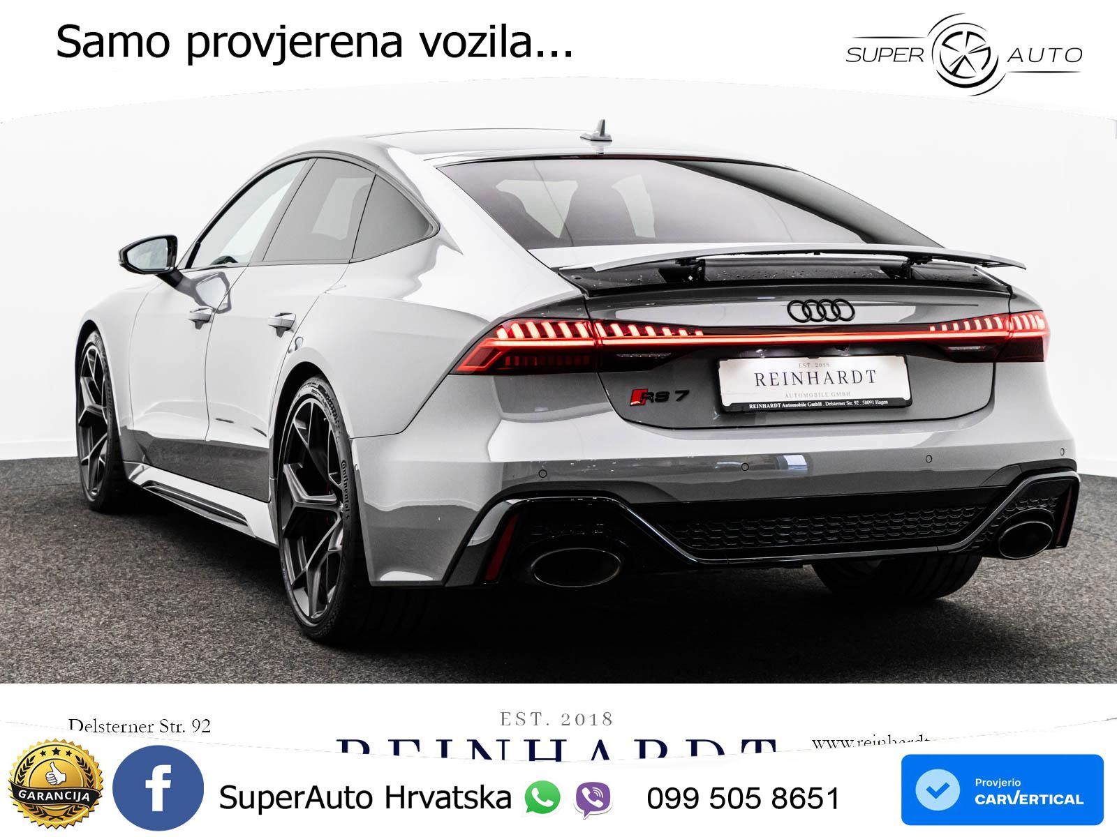 Audi RS7 4.0 TFSI V8 performance (630 KS) quattro tiptronic LED+GR SJED+ACC