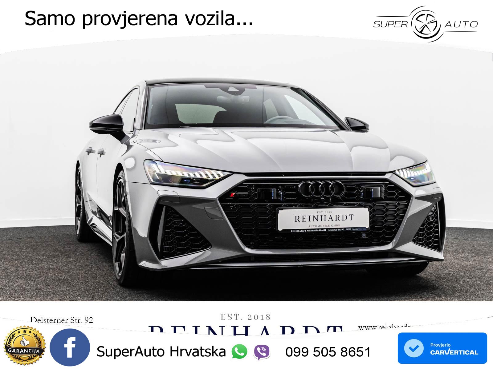 Audi RS7 4.0 TFSI V8 performance (630 KS) quattro tiptronic LED+GR SJED+ACC