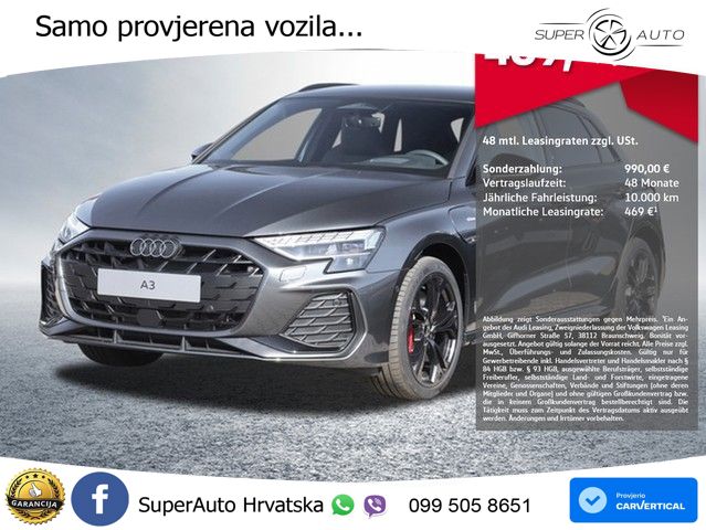 Audi A3 45 TFSIe (272 KS) S tronic 2x S line LED+GR SJED+ACC