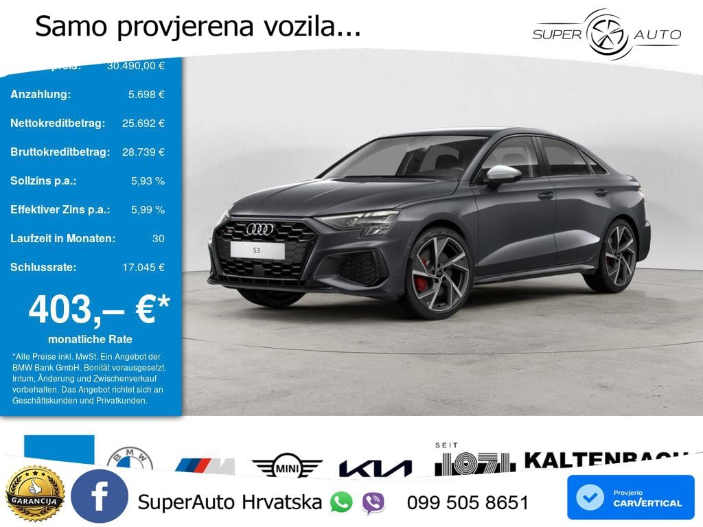 Audi S3 Limuzina 2.0 TFSI (310 KS) quattro S tronic LED+GR SJED+ACC