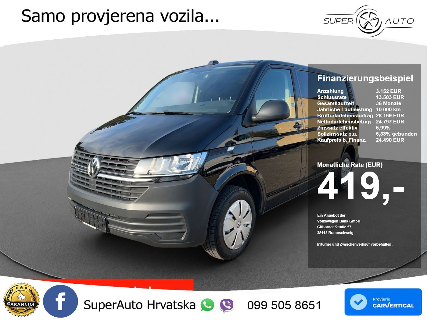 Volkswagen T6.1 Transporter Kasten 2.0 TDI AHK SHZ PDC APP 110 KS