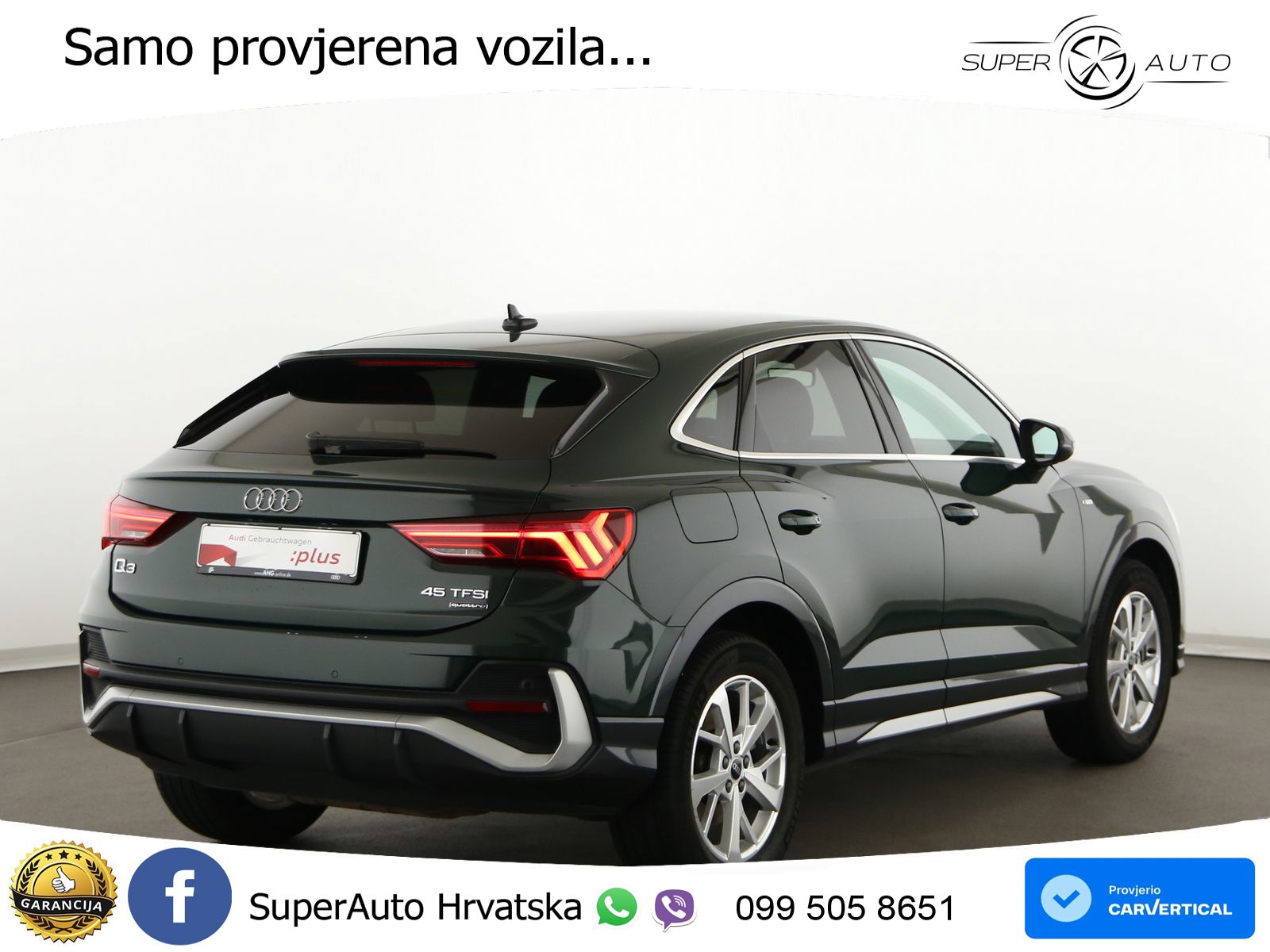 Audi Q3 II Sportback 45 TFSI (245 KS) quattro S tronic S line LED+GR SJED+ACC