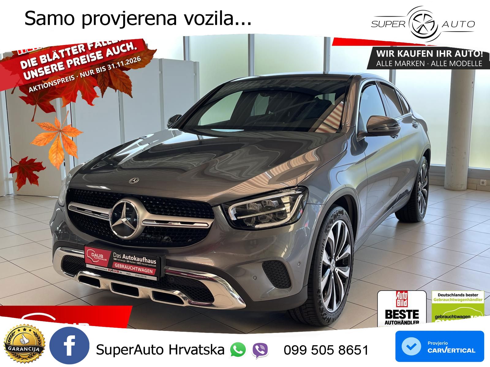 Mercedes GLC Coupe 220d (194 KS) 4MATIC G-TRONIC LED+GR SJED+ACC