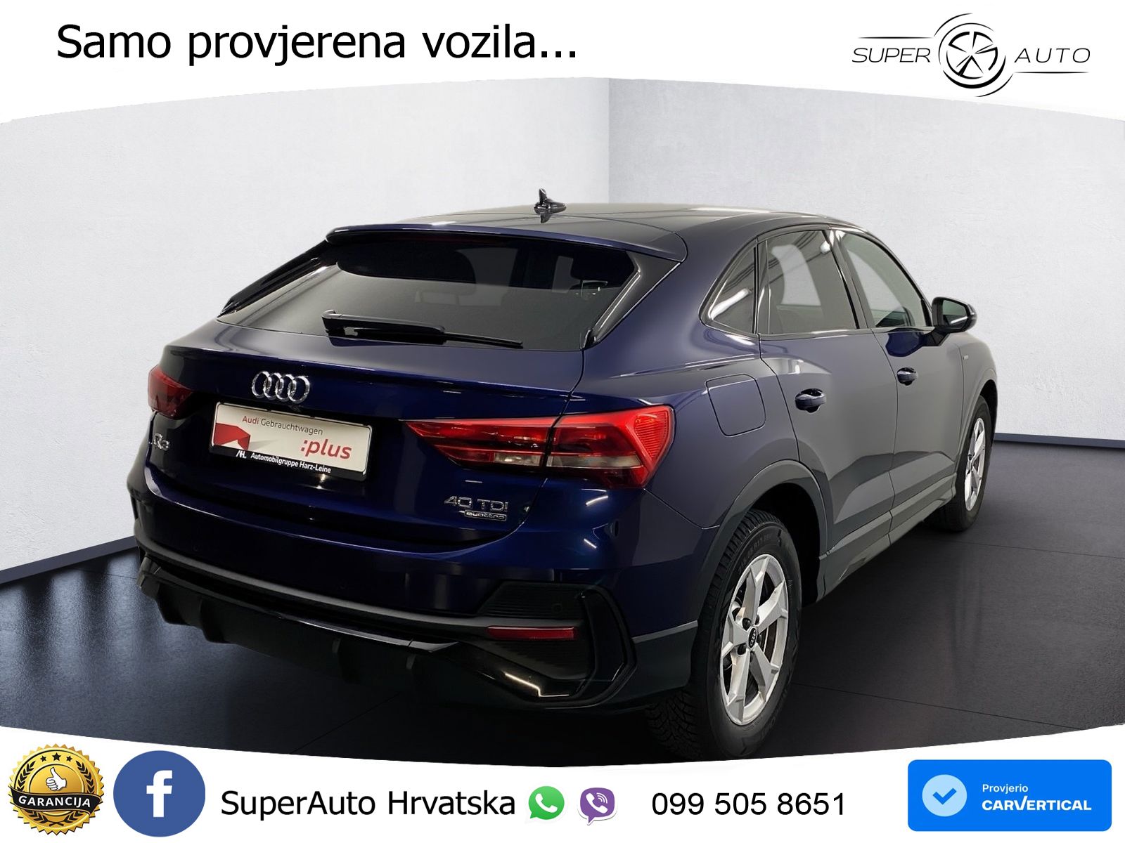 Audi Q3 Sportback 40 TDI (200 KS) quattro S tronic S line LED+GR SJED+ACC