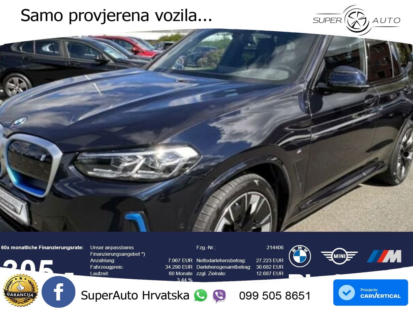 BMW iX3 80 kWh (286 KS) M Sport LED+GR SJED+ACC
