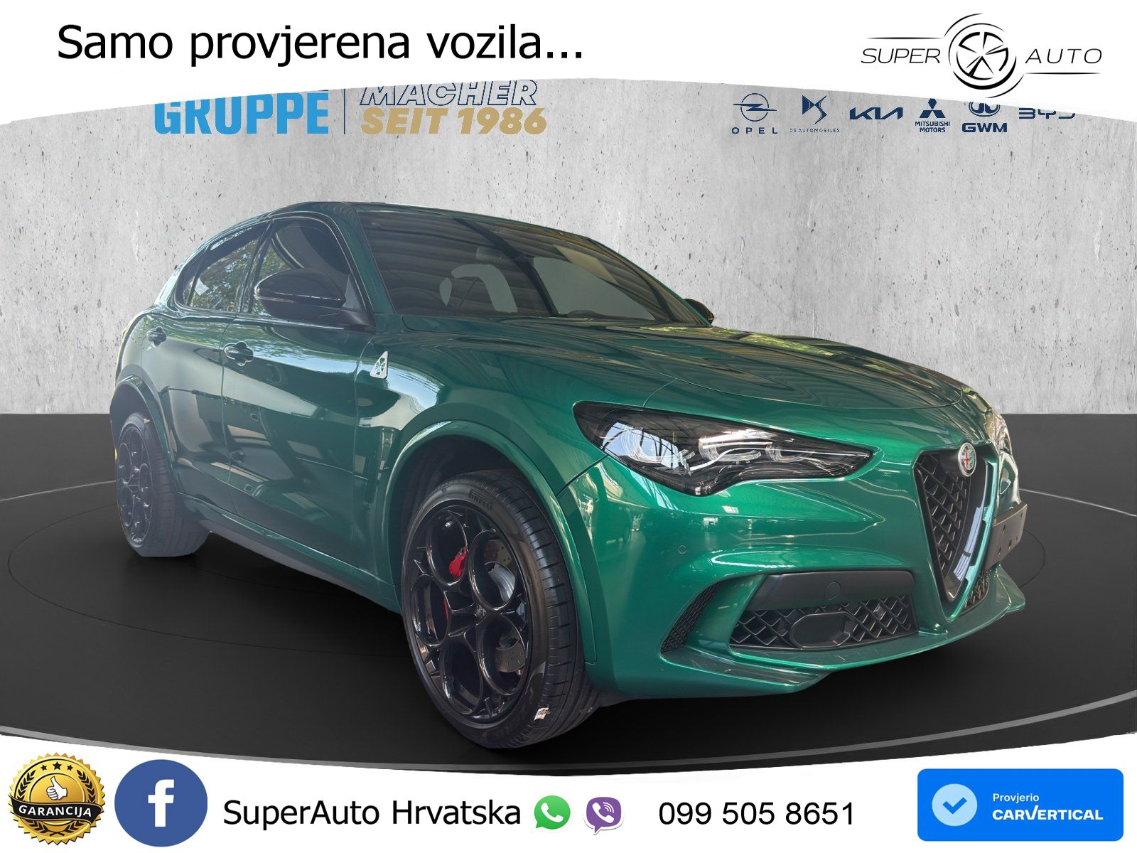 Alfa Romeo Stelvio Quadrifoglio 2.9 V6 Bi-Turbo (520 KS) Q4 Automatic LED+GR SJED+ACC
