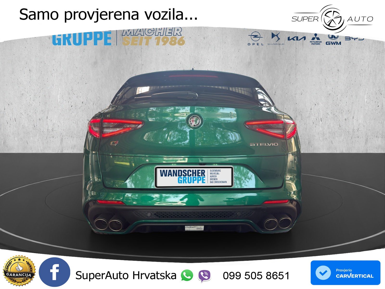 Alfa Romeo Stelvio Quadrifoglio 2.9 V6 Bi-Turbo (520 KS) Q4 Automatic LED+GR SJED+ACC
