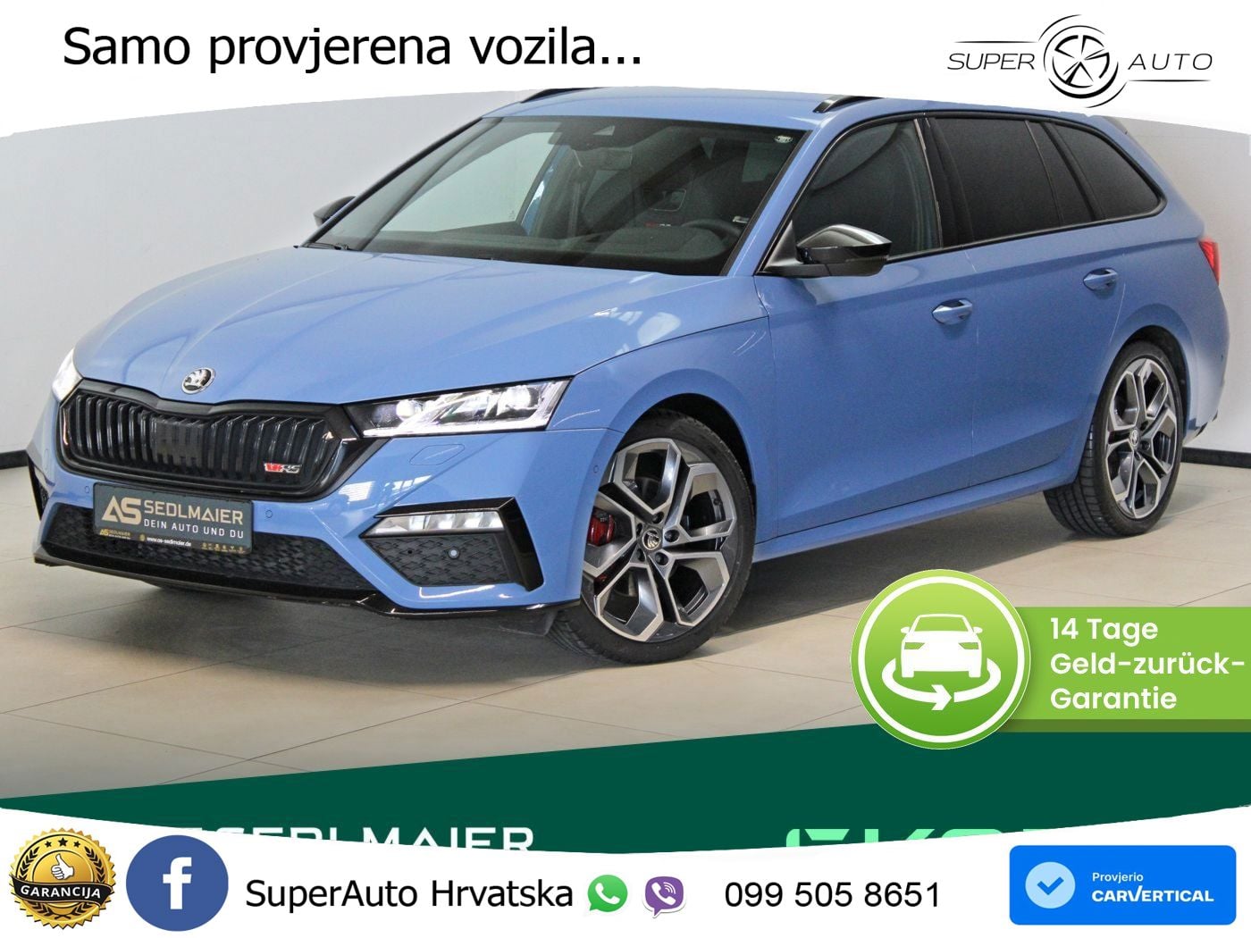 Škoda Octavia Combi RS 2.0 TDI (200 KS) DSG LED+GR SJED+ACC