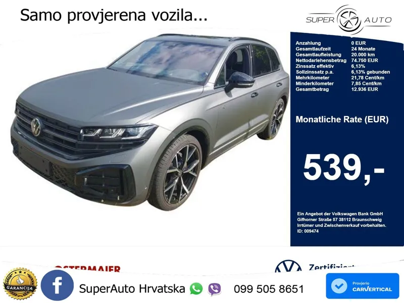 Volkswagen Touareg 3.0 V6 TDI (286 KS) 4MOTION Tiptronic R-Line ZRAČNI+ACC+GR SJED+KAM+PANO