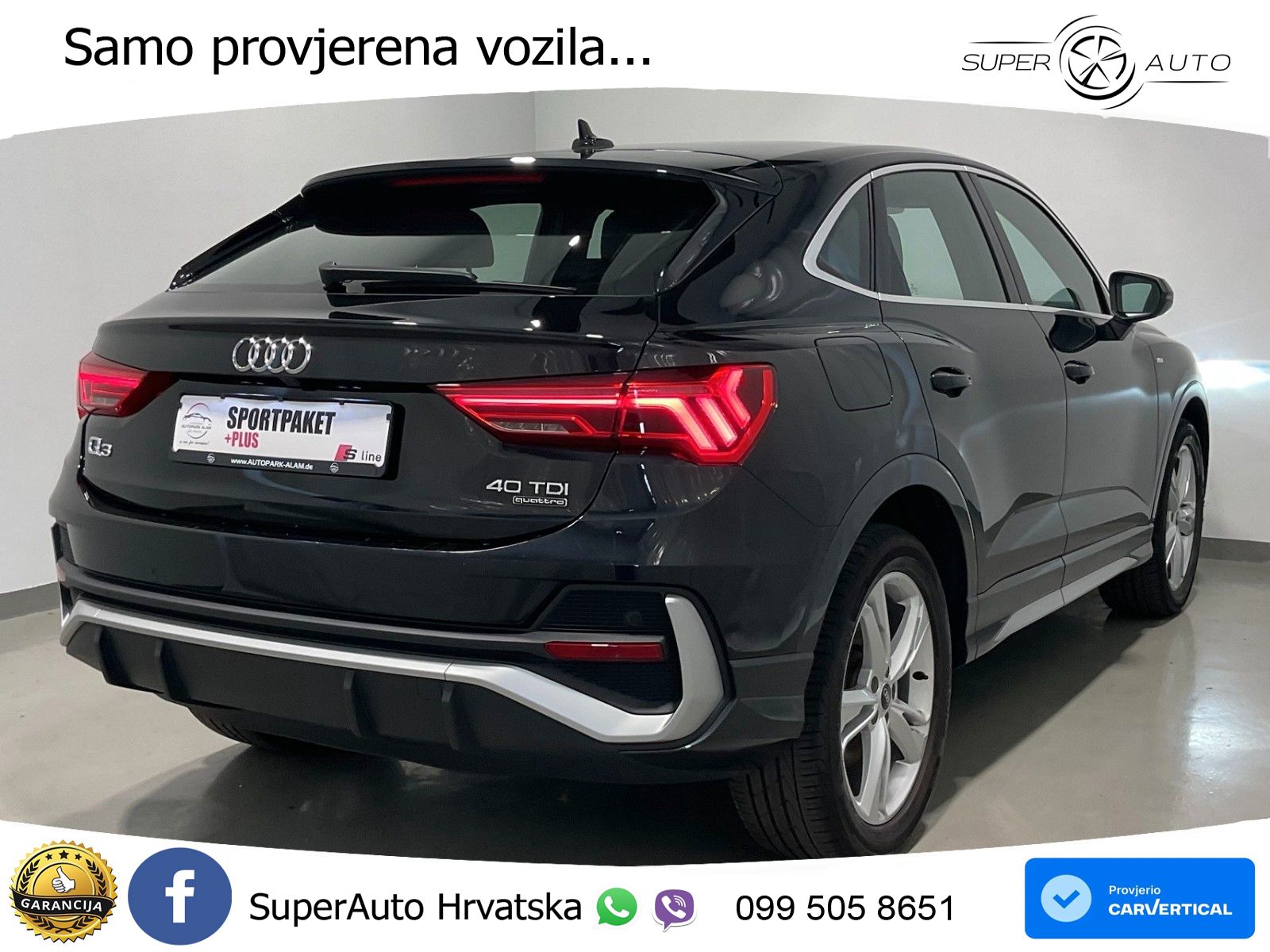 Audi Q3 Sportback 40 TDI (200 KS) quattro S tronic S line LED+GR SJED+ACC