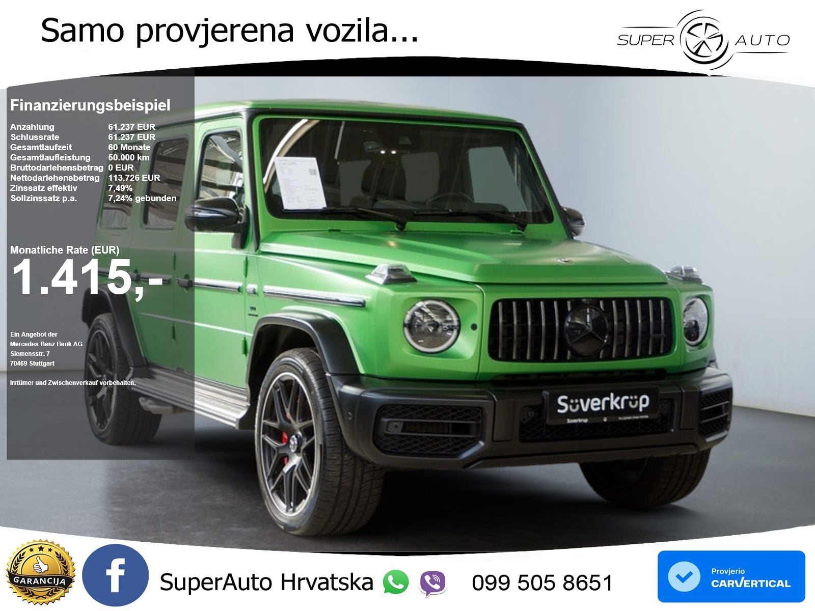 Mercedes AMG G 63 Long V8 (585 KS) 4MATIC 9G-TRONIC AMG SPEEDSHIFT PLUS LED+GR SJED+ACC