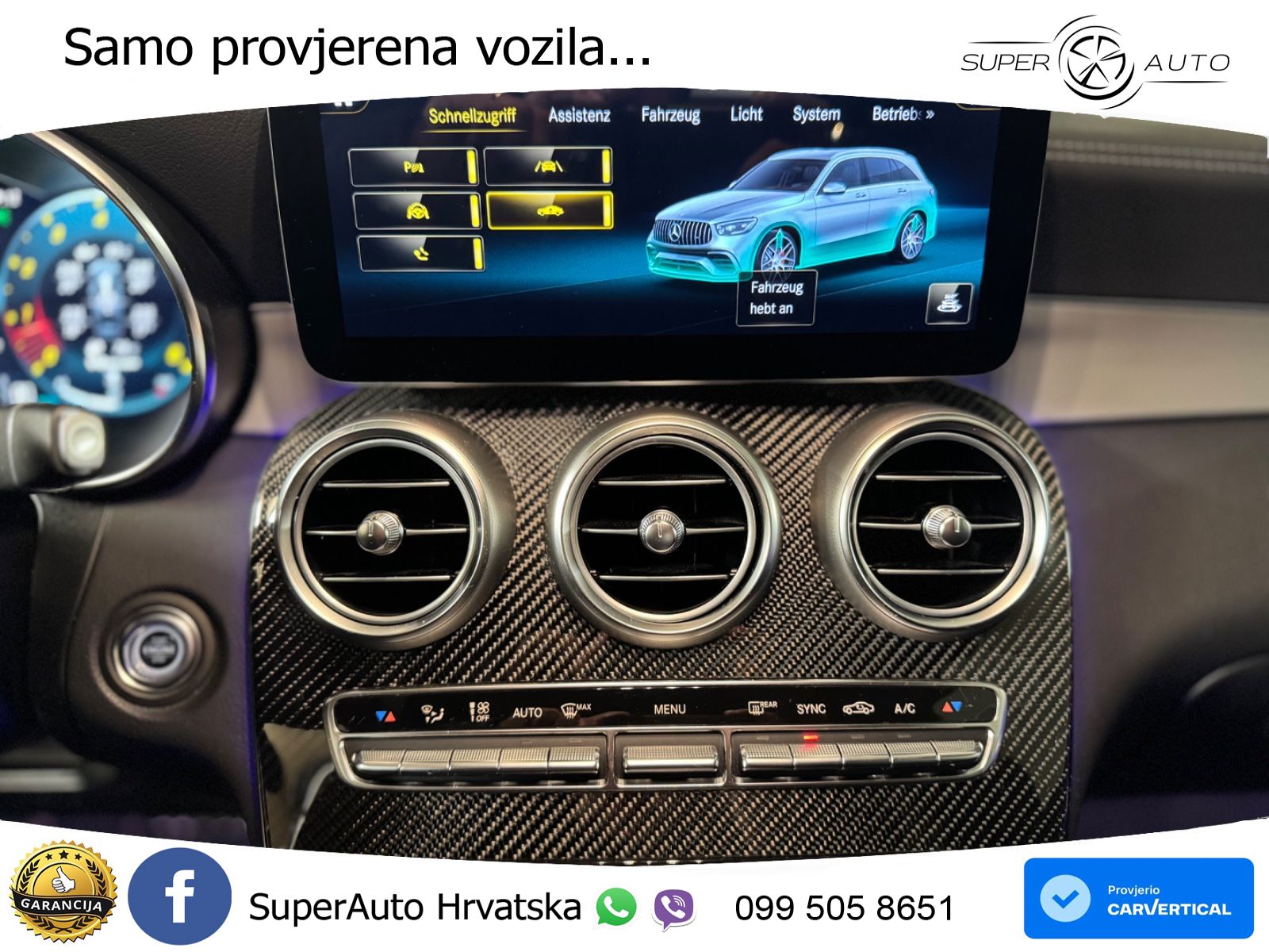 Mercedes AMG GLC 63 V8 (476 KS) 4MATIC+ MCT ZRAČNI+ACC+GR SJED+360+PANO