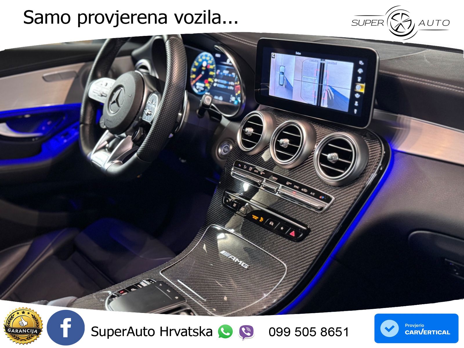 Mercedes AMG GLC 63 V8 (476 KS) 4MATIC+ MCT ZRAČNI+ACC+GR SJED+360+PANO