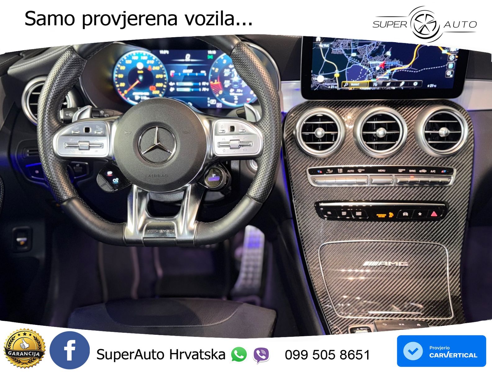 Mercedes AMG GLC 63 V8 (476 KS) 4MATIC+ MCT ZRAČNI+ACC+GR SJED+360+PANO