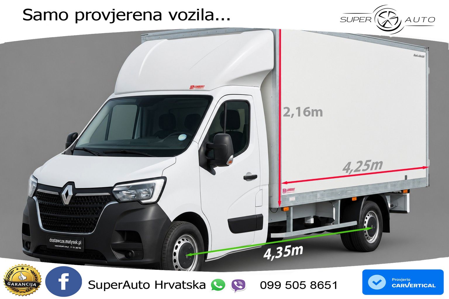 Renault MASTER / KONTENER - 4,25 M / SPROWADZONY / EURO 136 KS