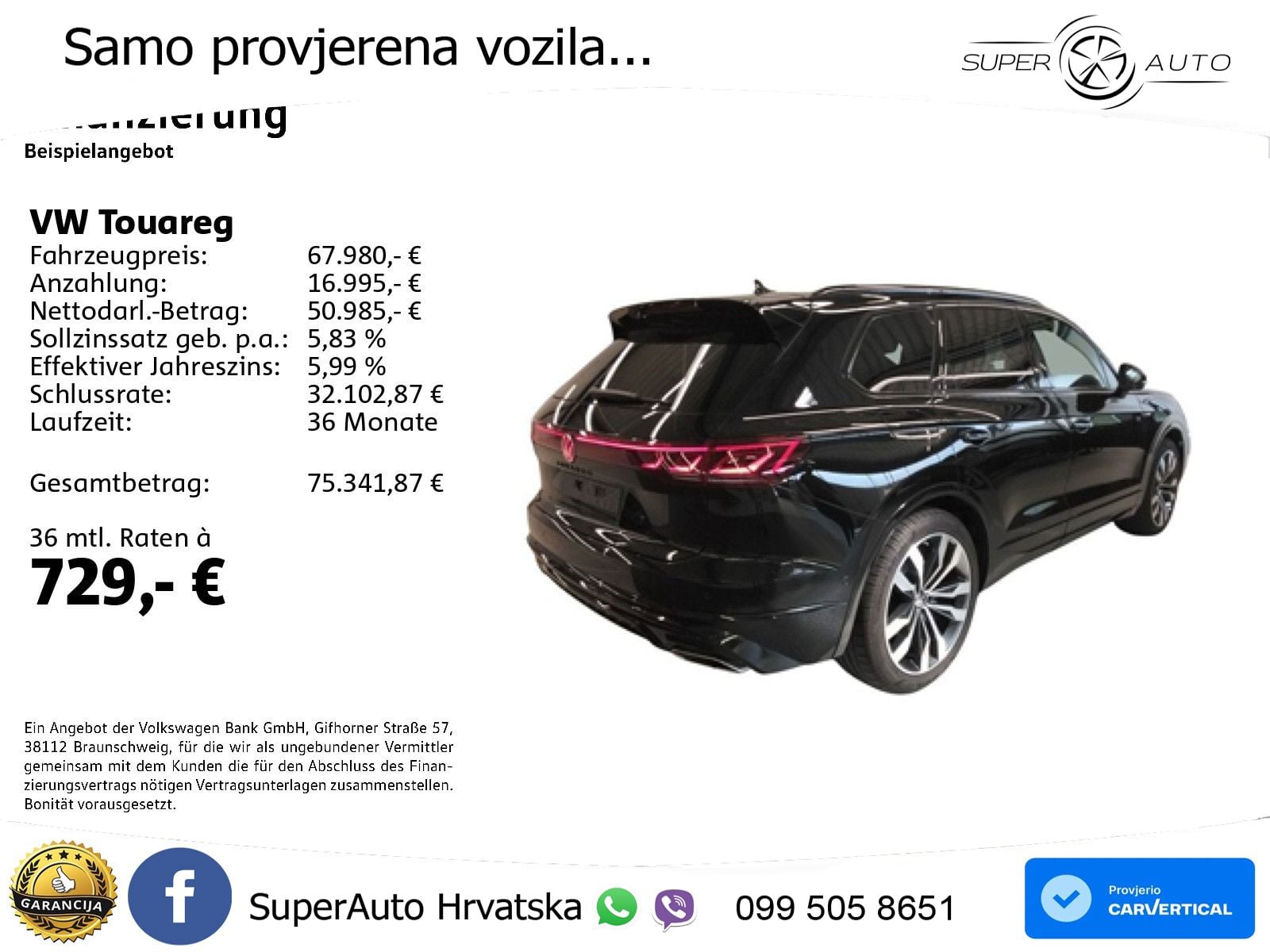 Volkswagen Touareg 3.0 V6 TDI (231 KS) 4MOTION Tiptronic R-Line ZRAČNI+ACC+GR SJED+KAM+PANO
