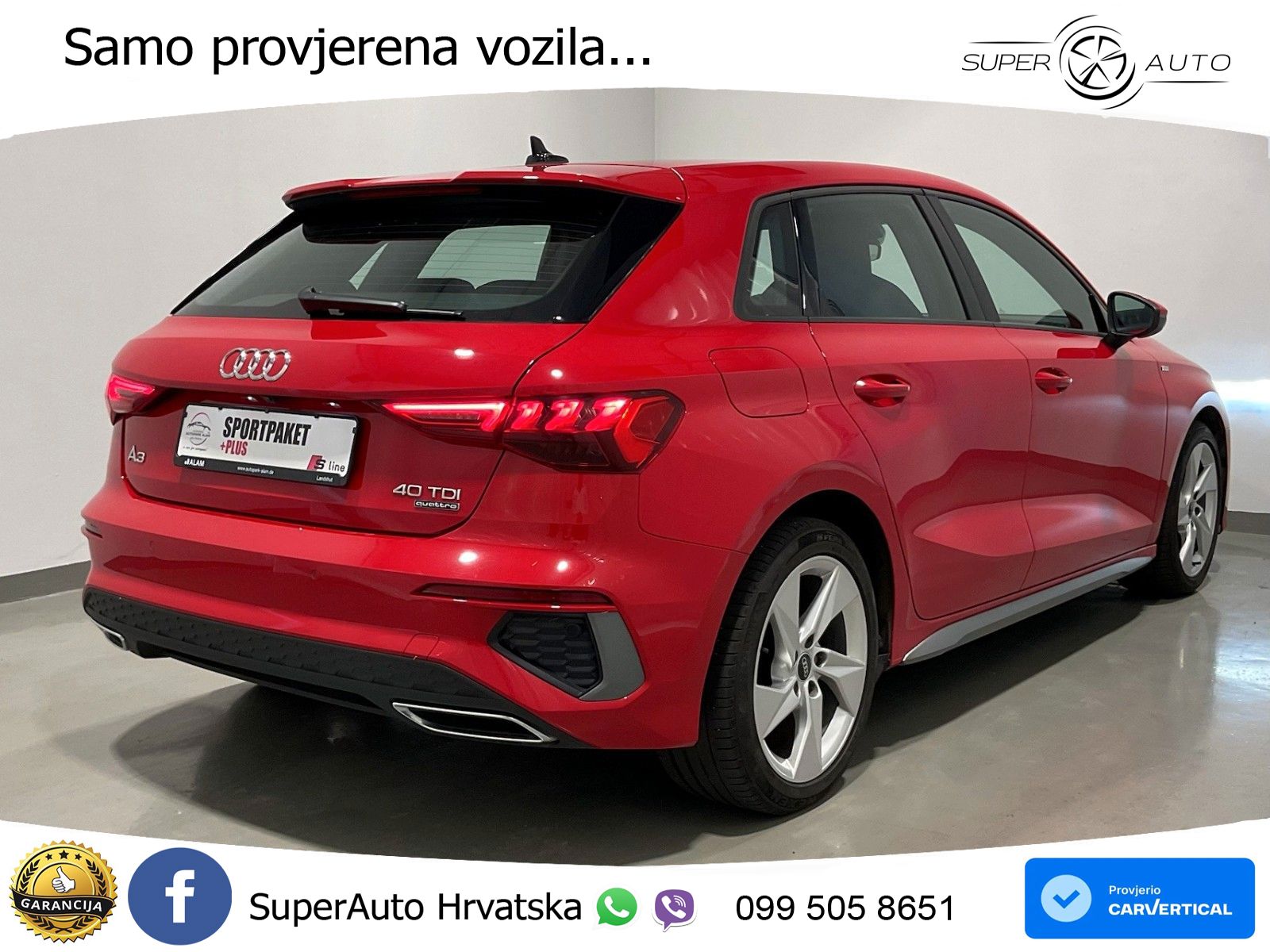 Audi A3 40 TDI (200 KS) quattro S tronic S line LED+GR SJED+ACC