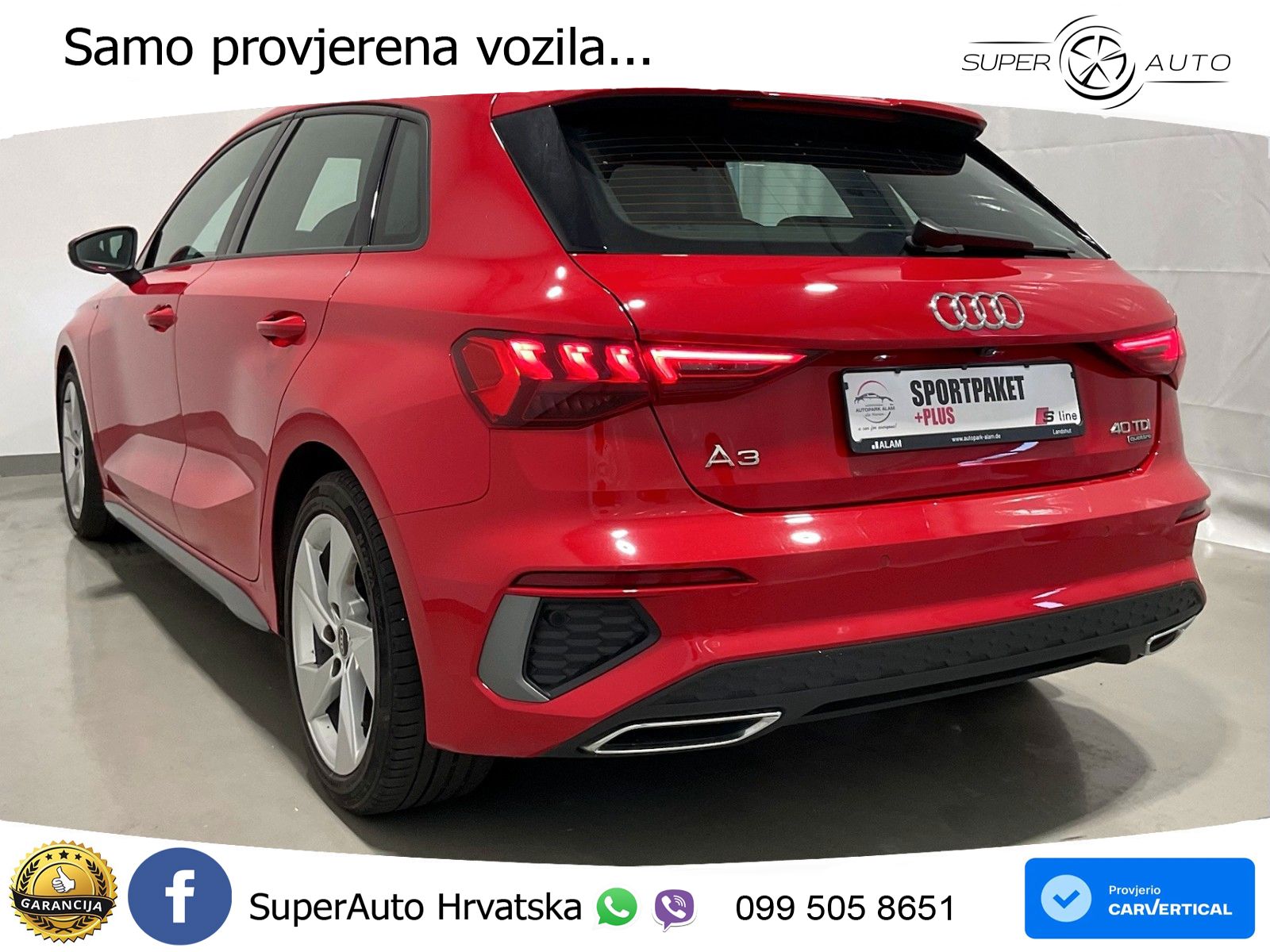 Audi A3 40 TDI (200 KS) quattro S tronic S line LED+GR SJED+ACC