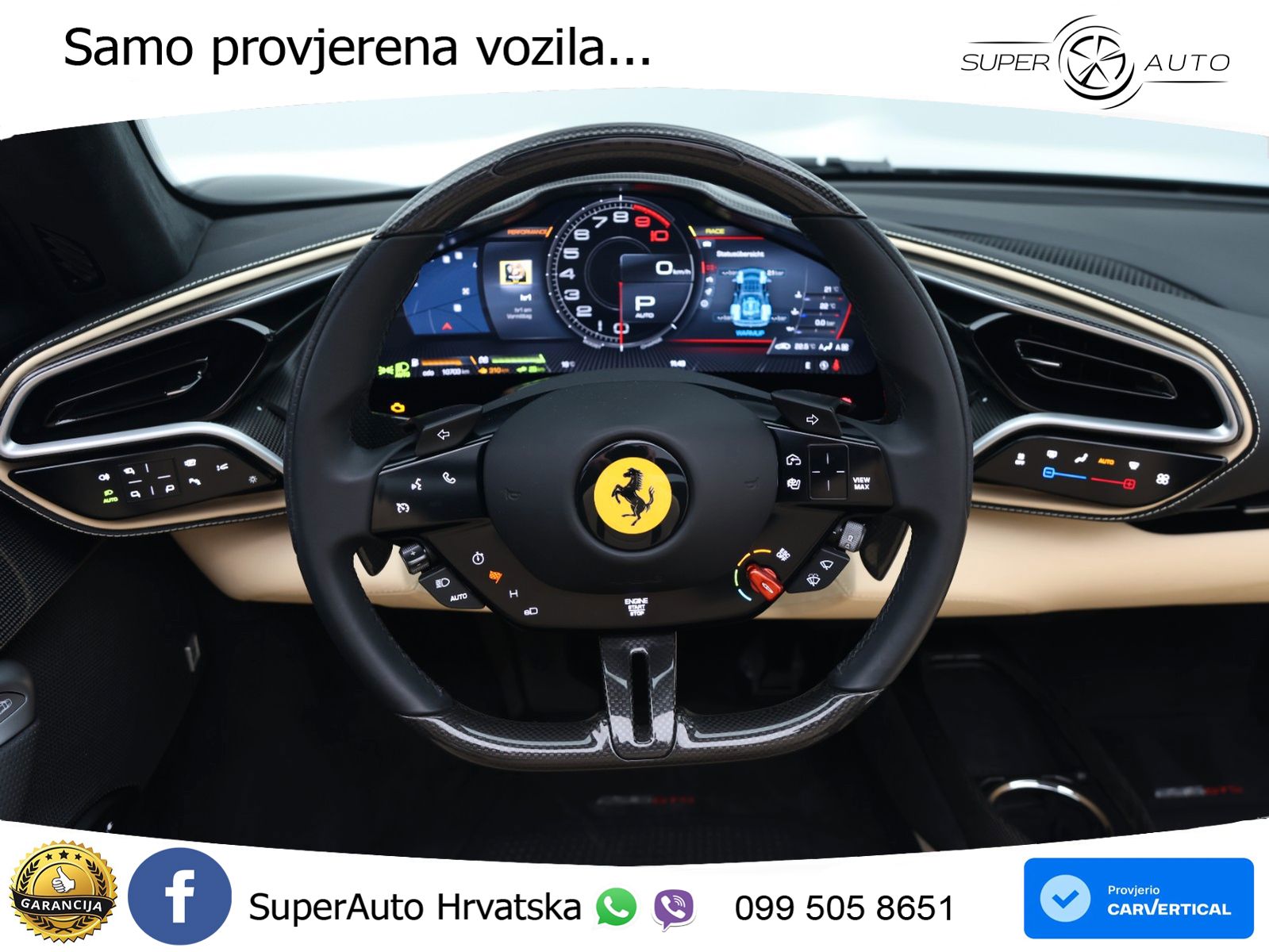 Ferrari 296 GTS 3.0 V6 (830 KS) F1 DCT ZRAČNI+ACC+GR SJED+KAM