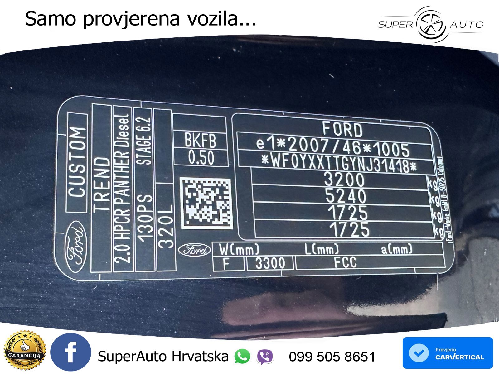 Ford Transit Custom AHR 320 L2H1  Lade Lä.: 3404mm 131 KS