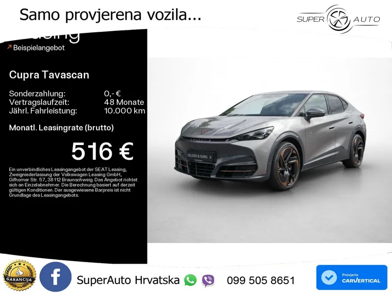 Cupra Tavascan 82 kWh (340 KS) 4WD VZ LED+GR SJED+ACC