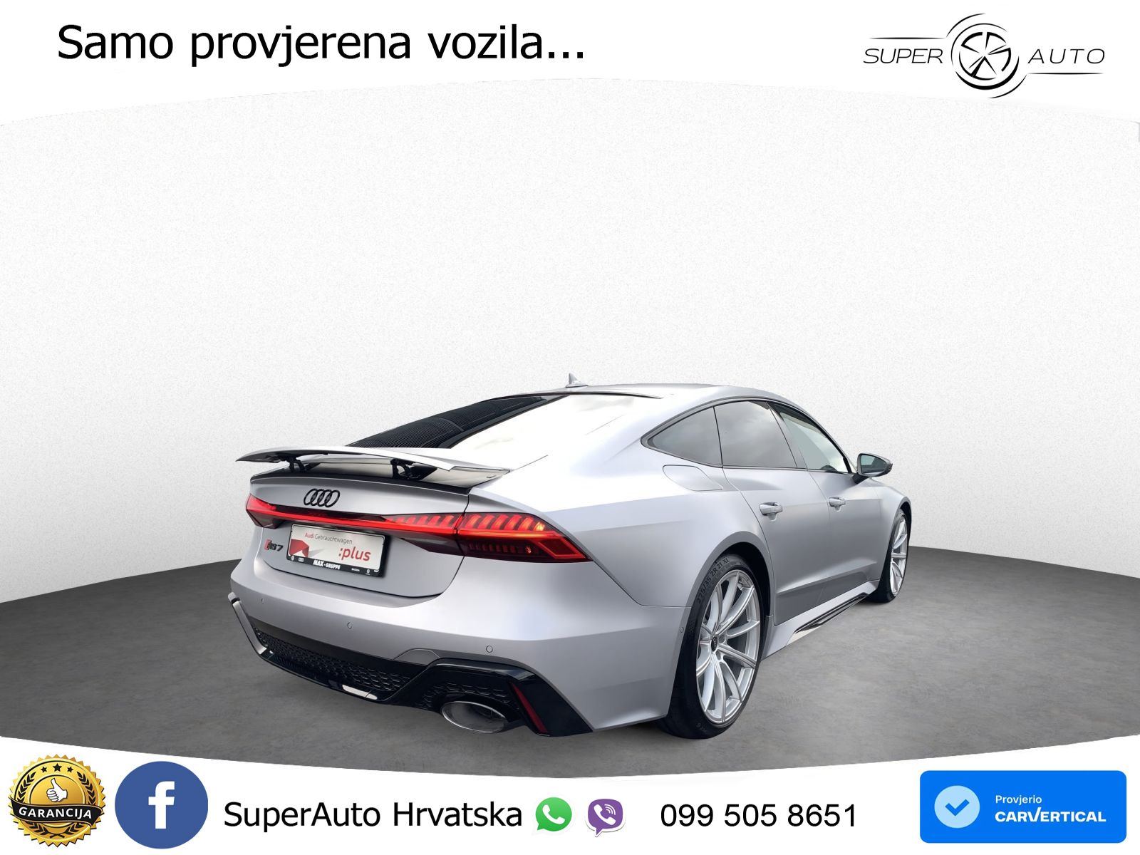 Audi RS7 4.0 TFSI V8 performance (630 KS) quattro tiptronic LED+GR SJED+ACC