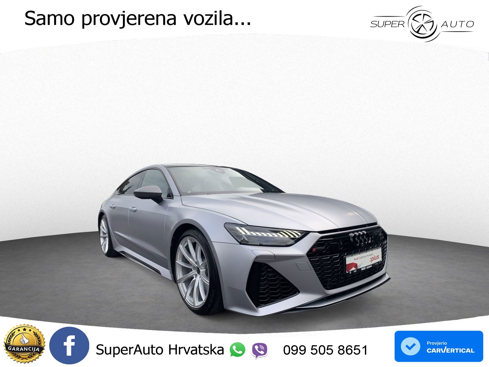Audi RS7 4.0 TFSI V8 performance (630 KS) quattro tiptronic LED+GR SJED+ACC