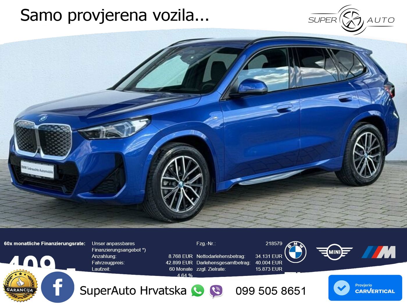 BMW iX1 66.5 kWh (204 KS) eDrive20 M Sport LED+GR SJED+ACC