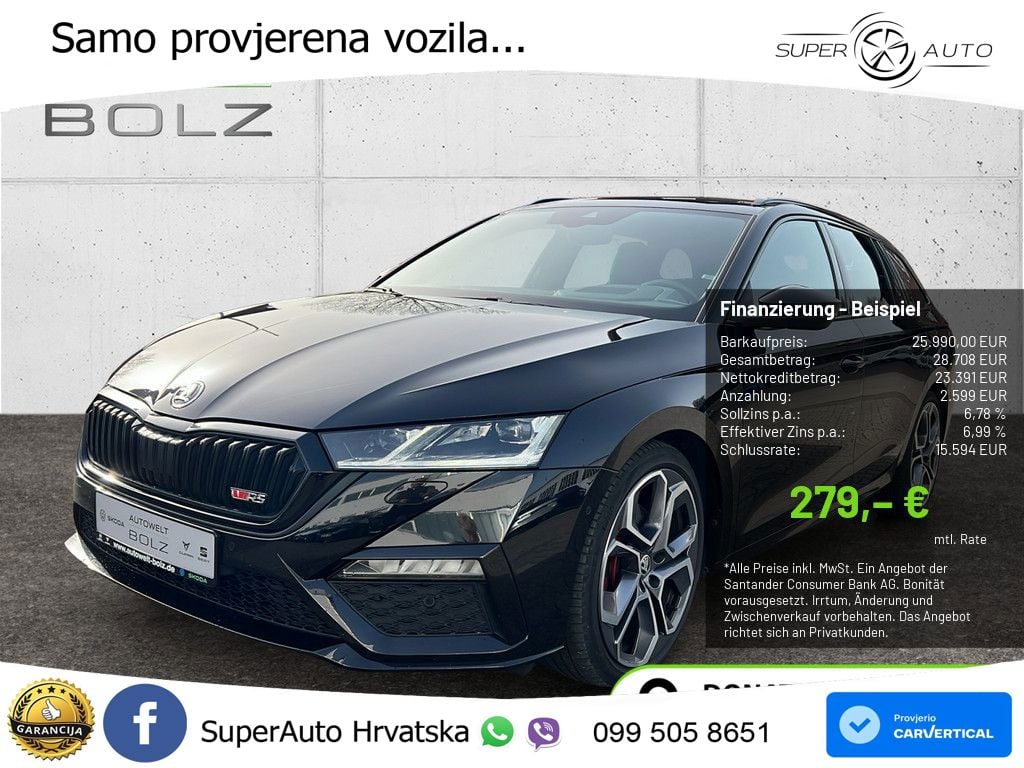 Škoda Octavia Combi RS 2.0 TDI (200 KS) DSG LED+GR SJED+ACC