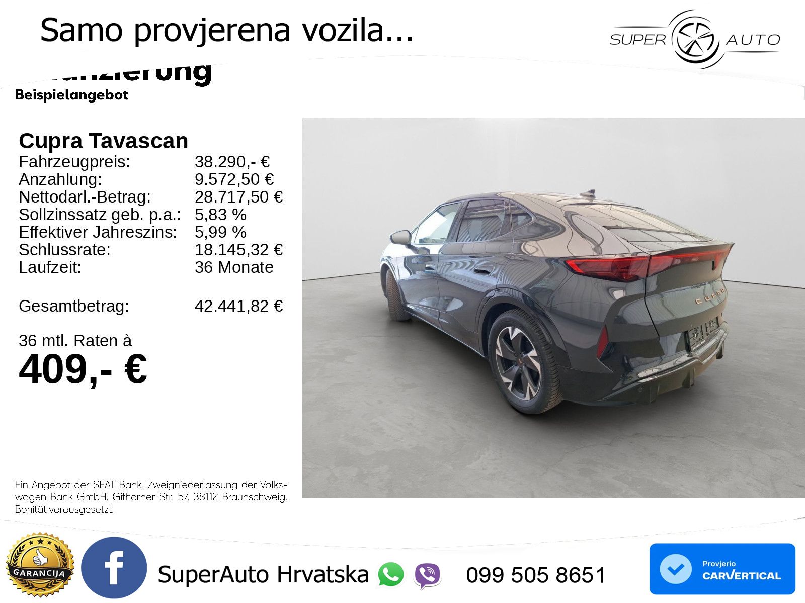 Cupra Tavascan 82 kWh (286 KS) LED+GR SJED+ACC