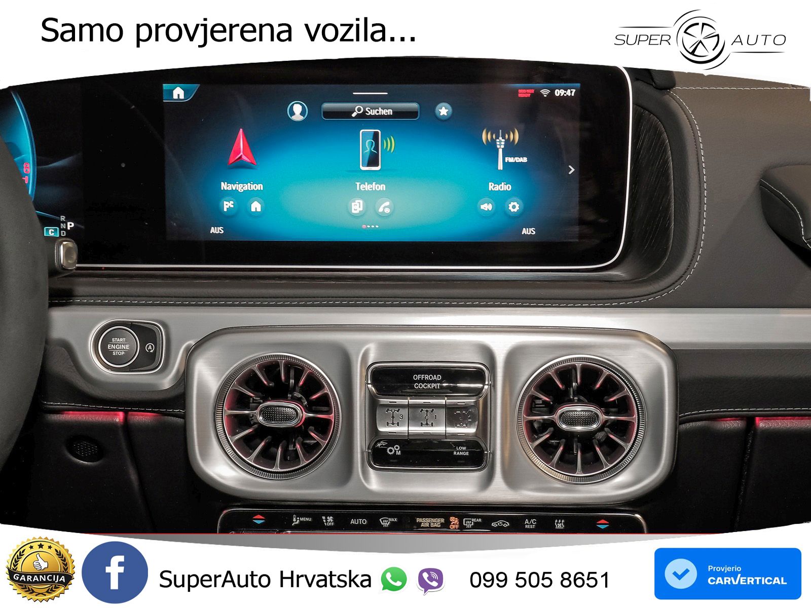 Mercedes AMG G 63 Long V8 (585 KS) 4MATIC 9G-TRONIC AMG SPEEDSHIFT PLUS ZRAČNI+ACC+GR SJED+360