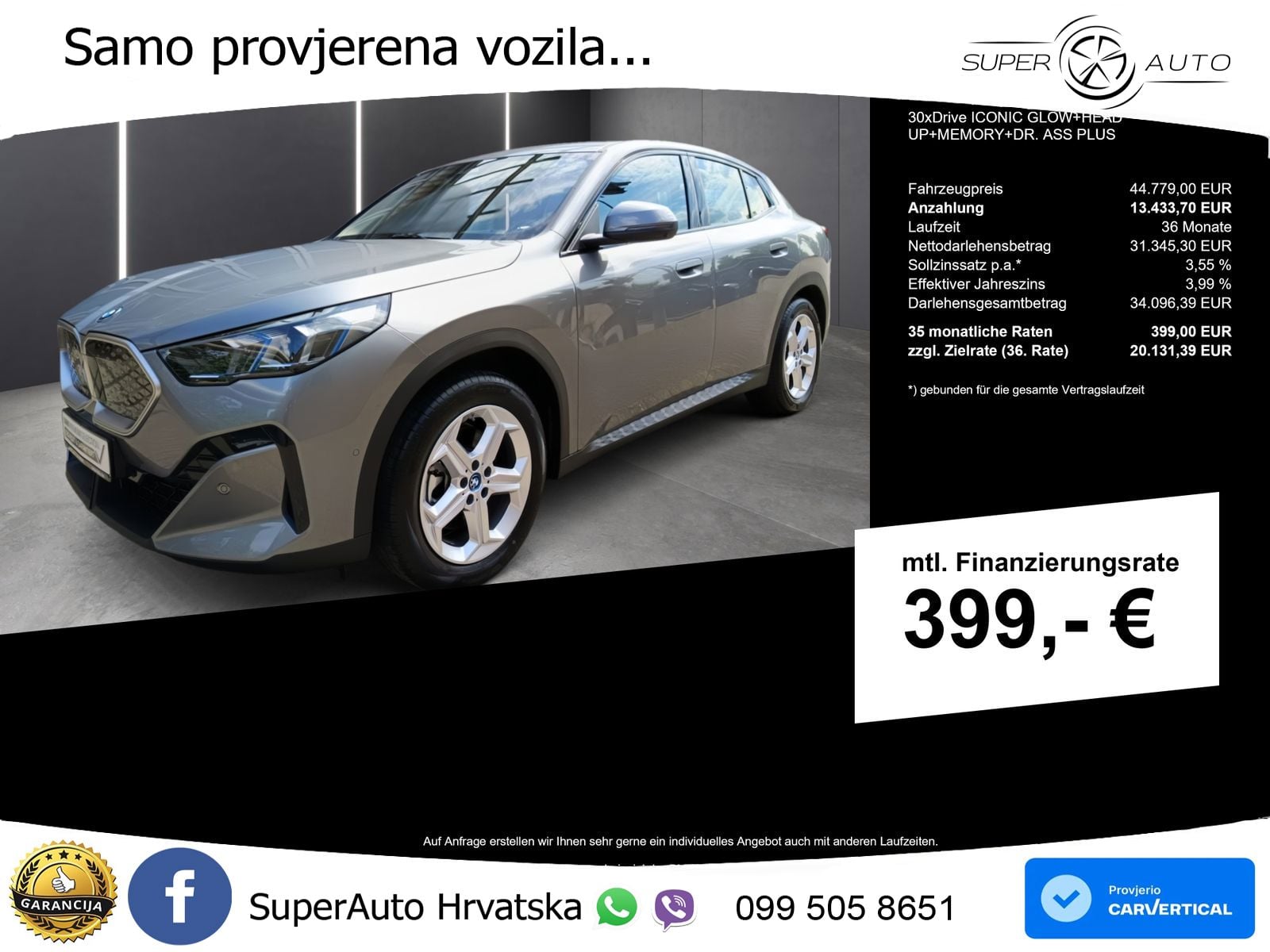 BMW iX2 66.5 kWh (313 KS) xDrive30 LED+GR SJED+ACC