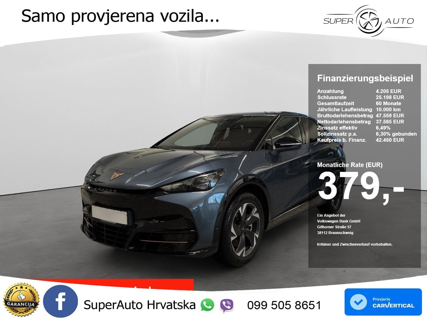 Cupra Tavascan 82 kWh (286 KS) LED+GR SJED+ACC