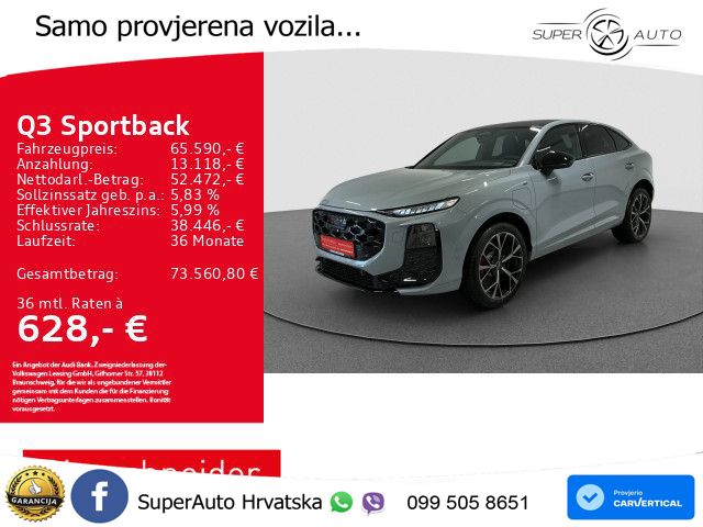 Audi Q3 Sportback 1.5 TFSIe (272 KS) S tronic 2x S line LED+GR SJED+ACC