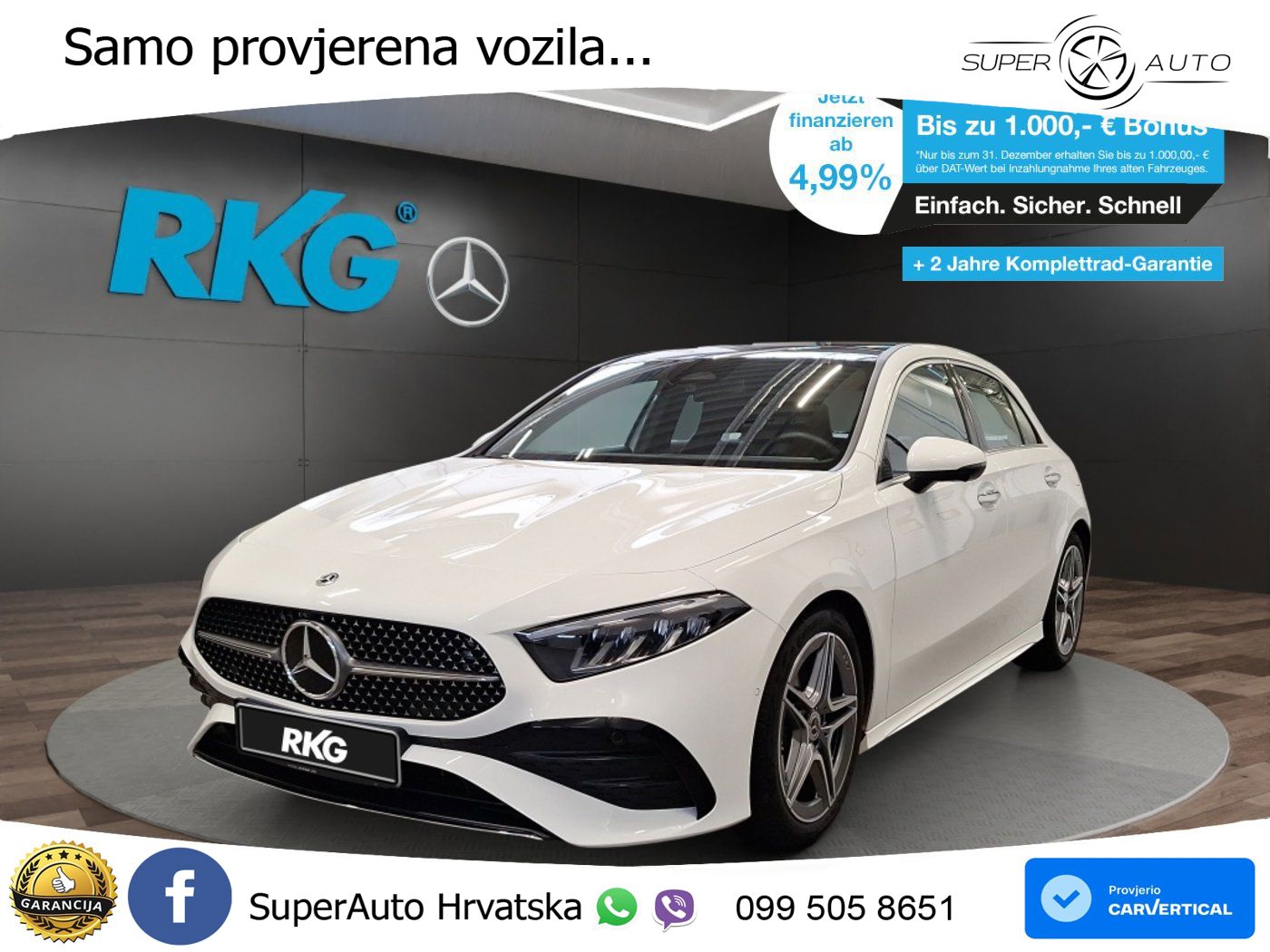 Mercedes-Benz A 200 7G-DCT AMG ACC+GR SJED+360+PANO