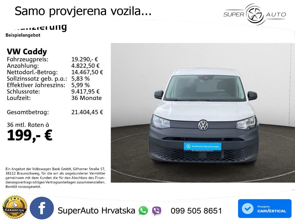 Volkswagen Caddy Cargo 1.5 TSI Navi,AHK,Klima, 114 KS