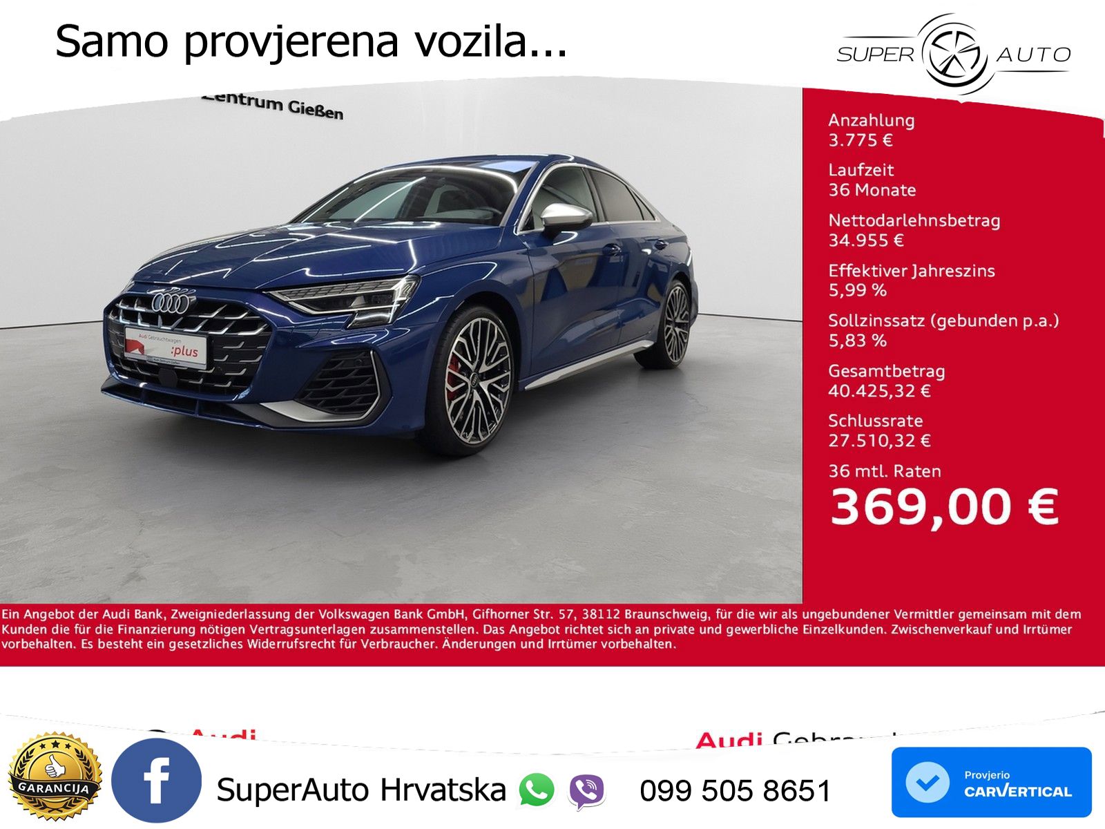 Audi S3 Limuzina 2.0 TFSI (333 KS) quattro S tronic