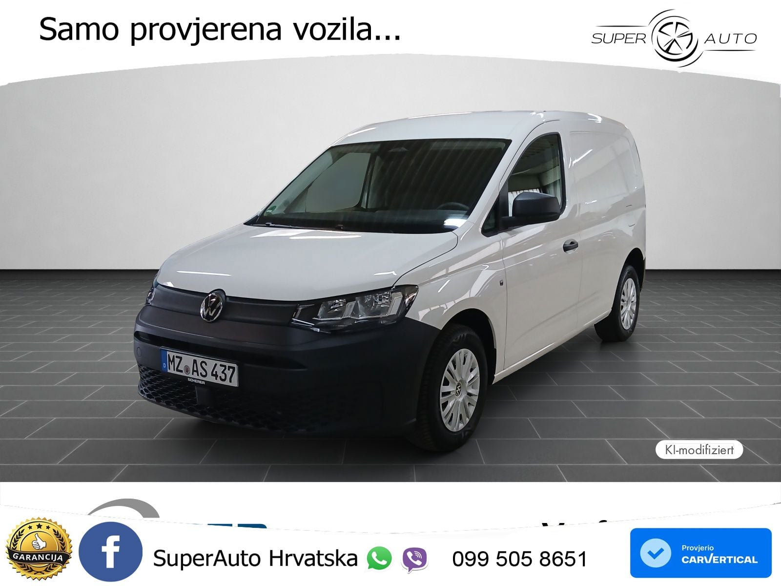 Volkswagen Caddy Cargo Motor: 2,0 l TDI EU6 SCR 75 kW Getri 102 KS