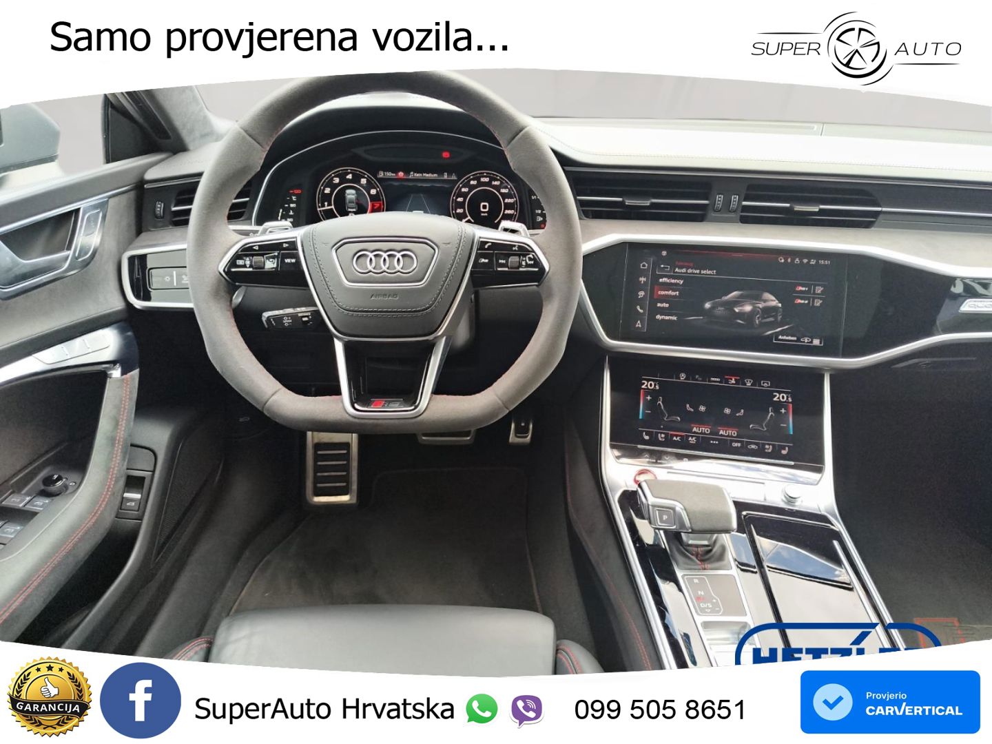 Audi RS7 4.0 TFSI V8 performance (630 KS) quattro tiptronic ZRAČNI+ACC+GR SJED+KAM+PANO