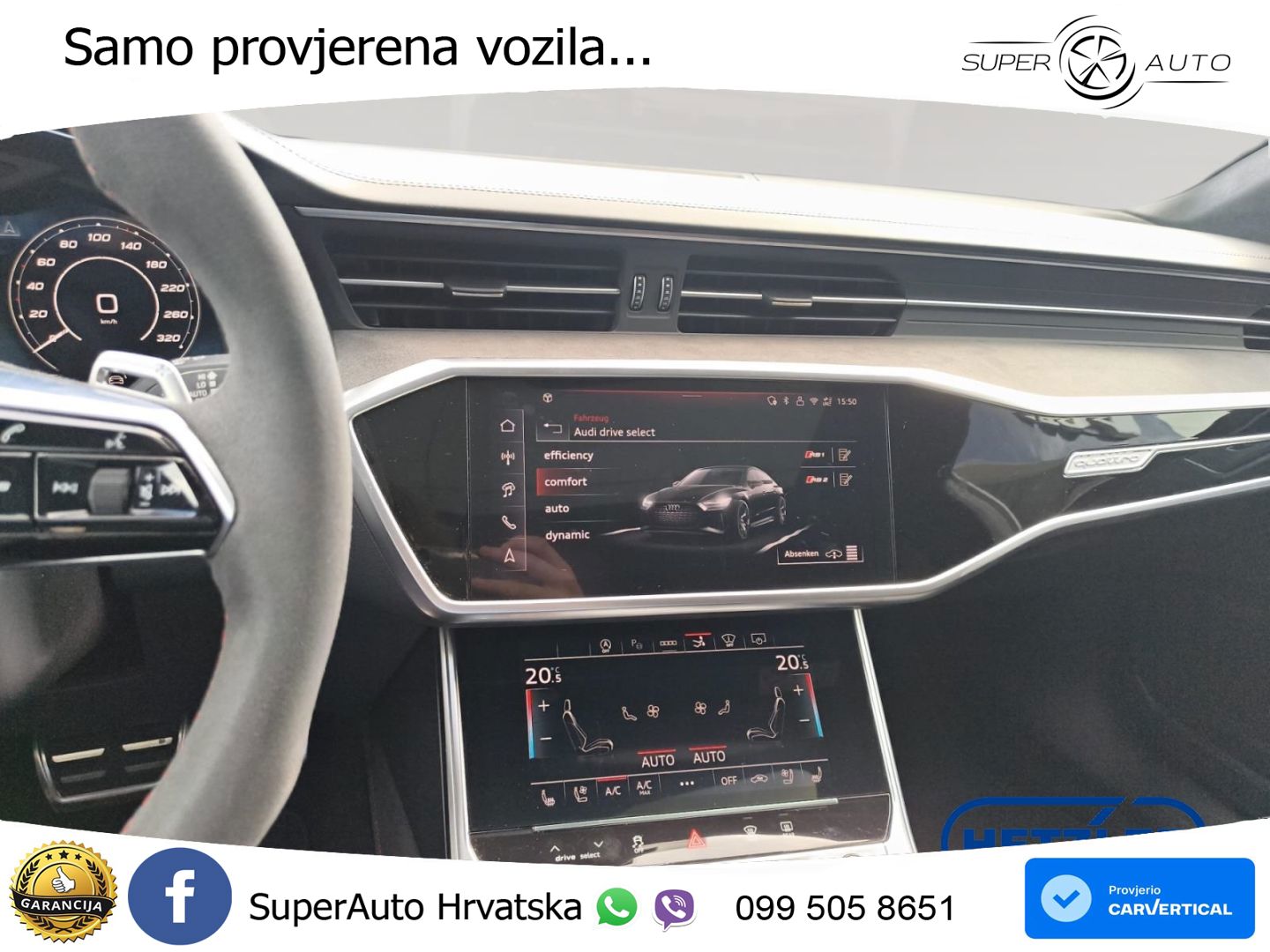 Audi RS7 4.0 TFSI V8 performance (630 KS) quattro tiptronic ZRAČNI+ACC+GR SJED+KAM+PANO