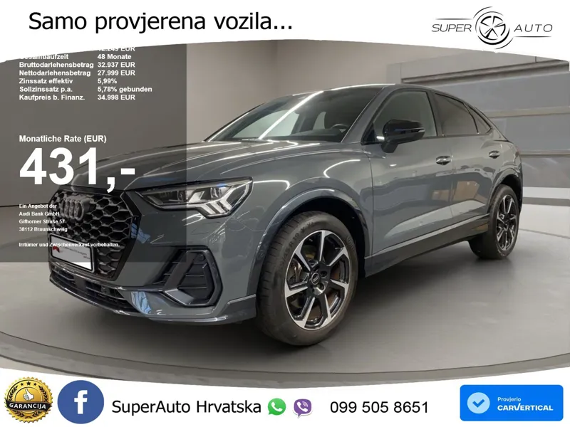 Audi Q3 Sportback 40 TDI (200 KS) quattro S tronic MATRIX+GR SJED+KAM